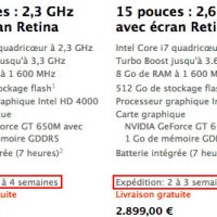 macbook pro retina délai