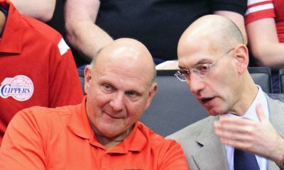 Ballmer et Adam Silver, commissaire NBA lors d'un match des Clippers