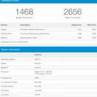 Résultat GeekBench 3 iPad Air