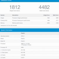 Résultat GeekBench 3 iPad Air 2