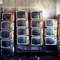 Stacked Old Televisions