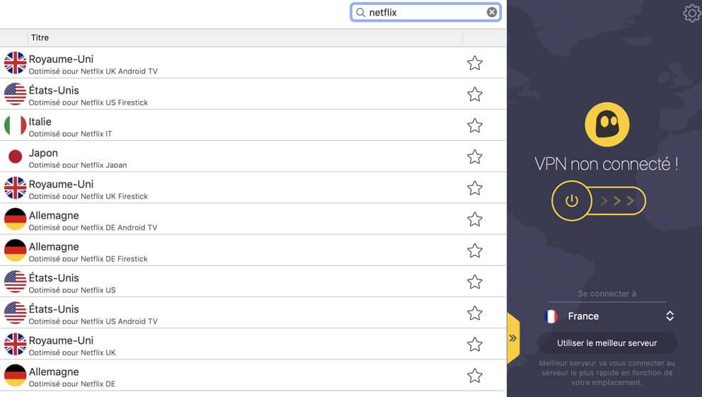 CyberGhost serveurs Netflix