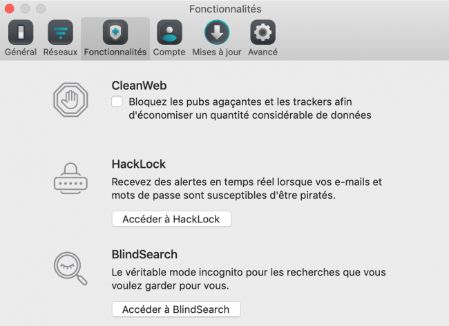 Fonctionnalites Surfshark VPN