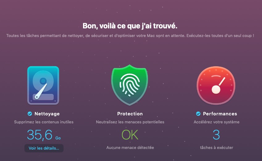 CleanMyMac X résultats analyse intelligente