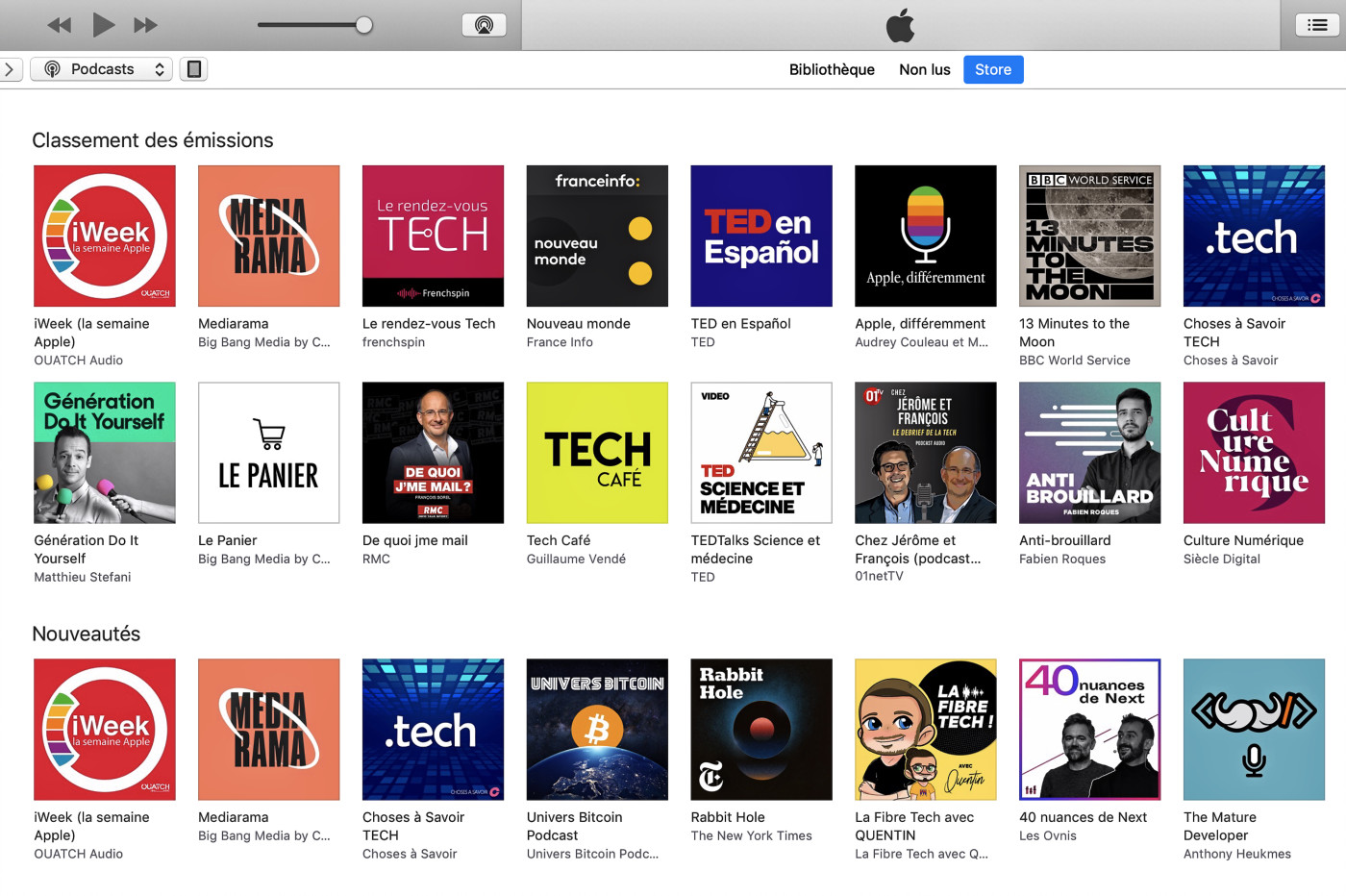 week-podcast #2 Classement sur iTunes Store