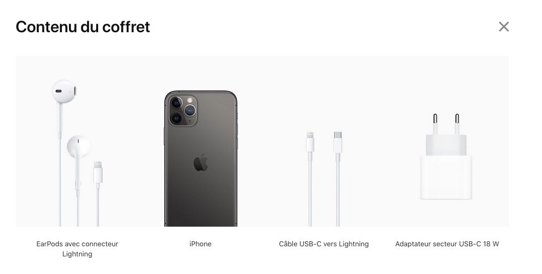 Contenu de la boîte d'un iPhone 11 Pro