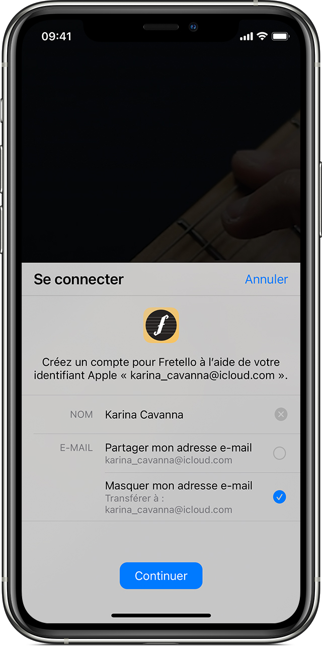 Connexion avec Apple