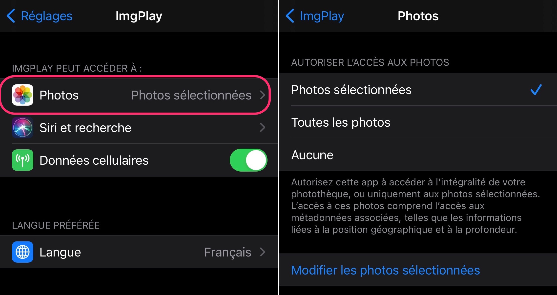 iOS accès photos