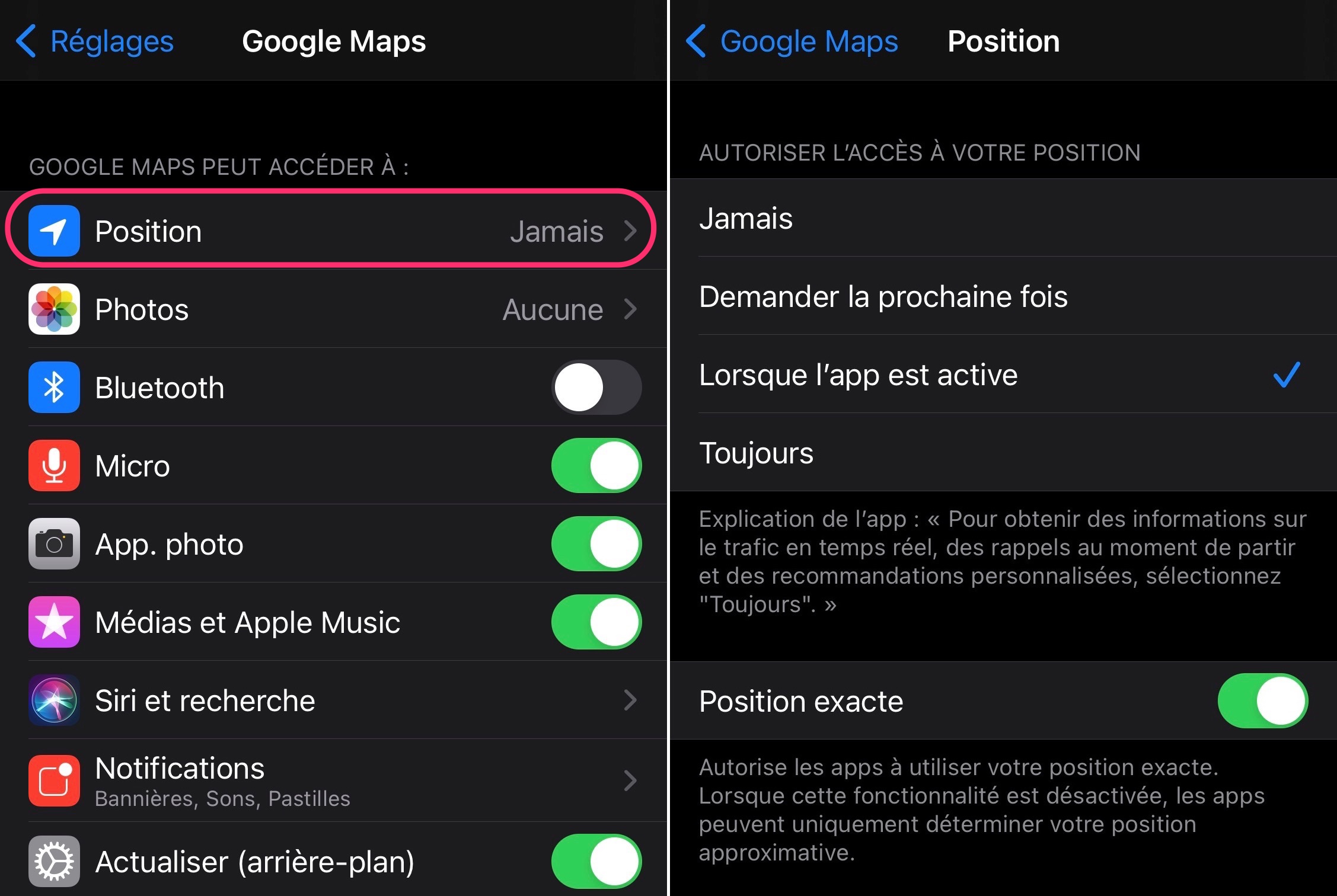 iOS position approximative