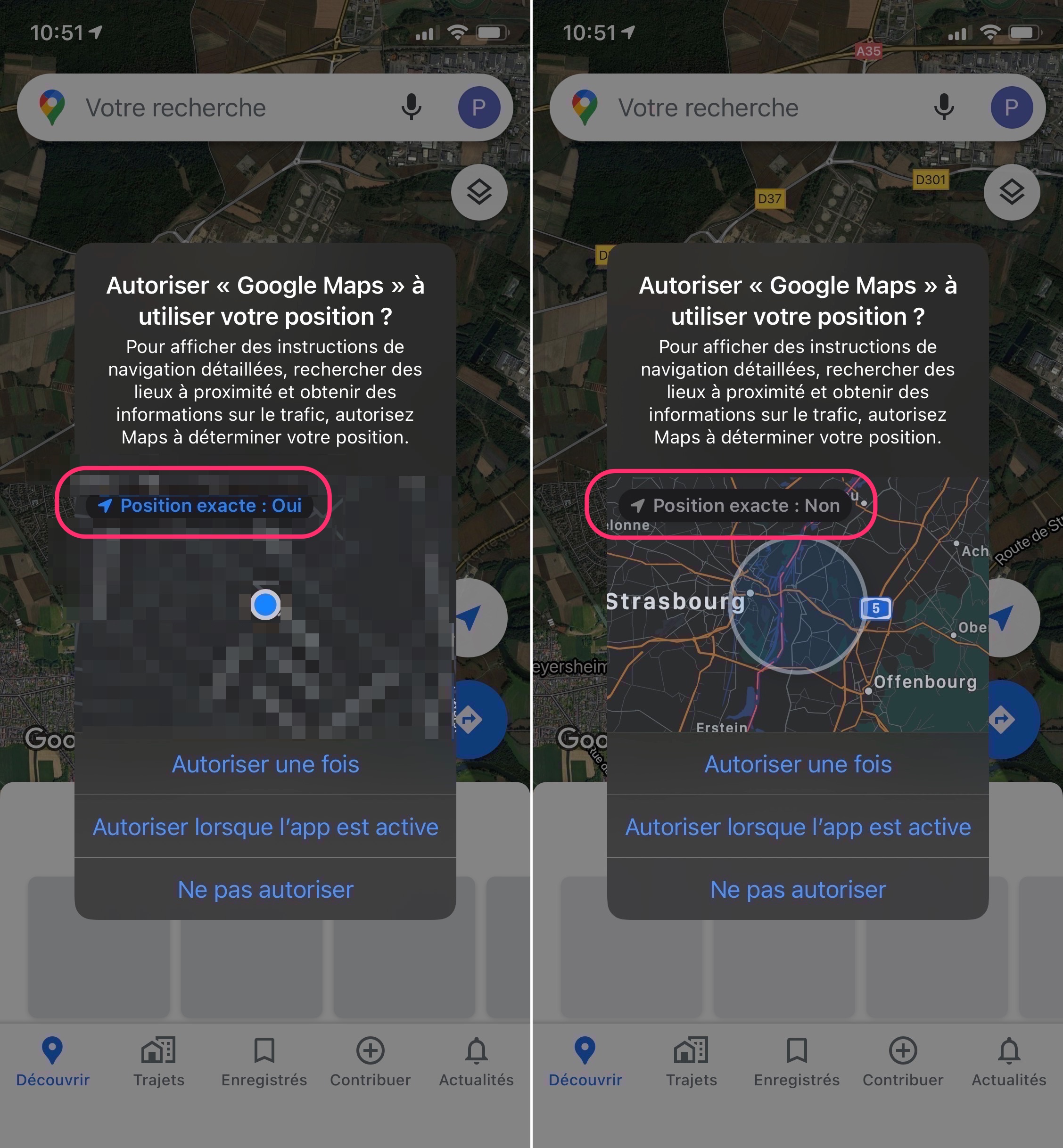 iOS demande position approximative