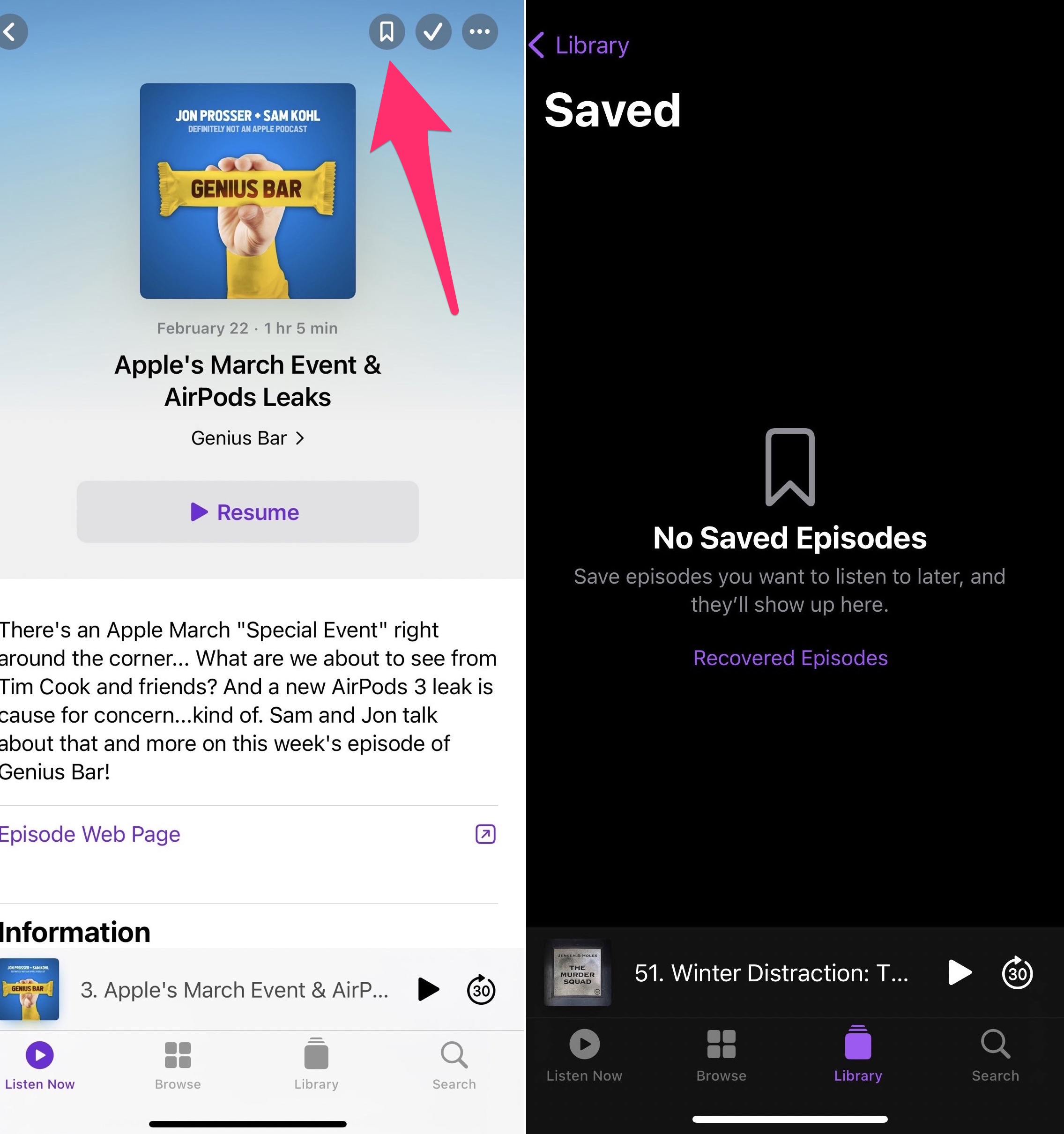 Favoris Apple Podcast