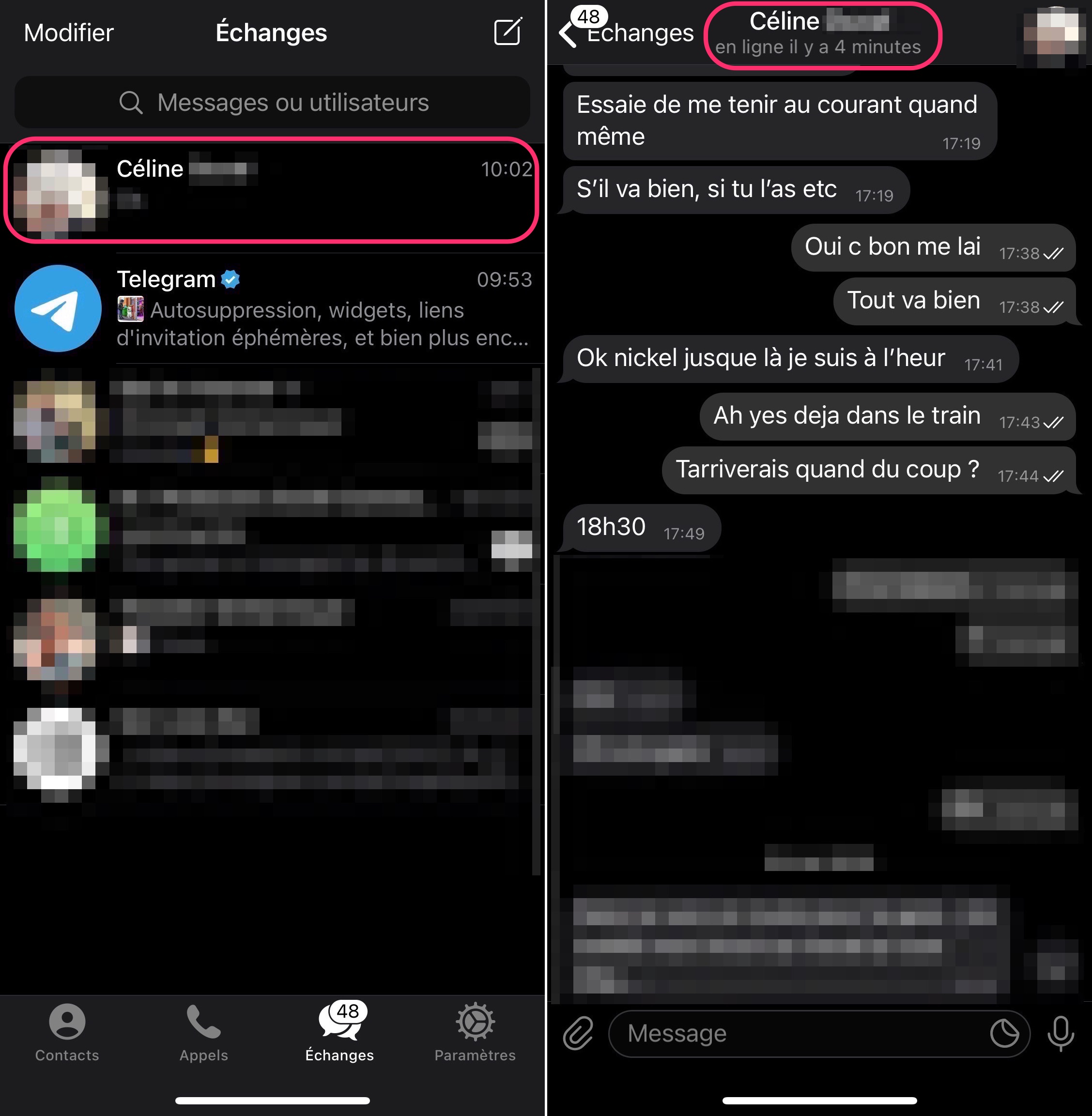 Tutoriel chiffrer conversation Telegram