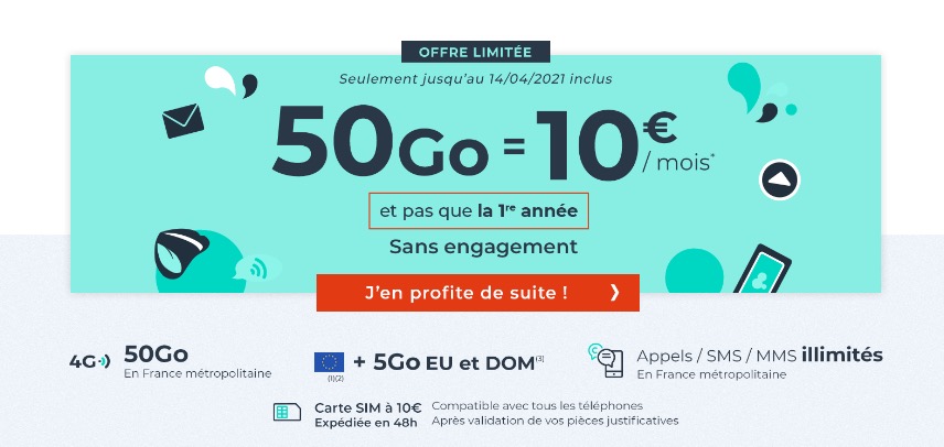 Cdiscount Mobile 50 Go 10 euros