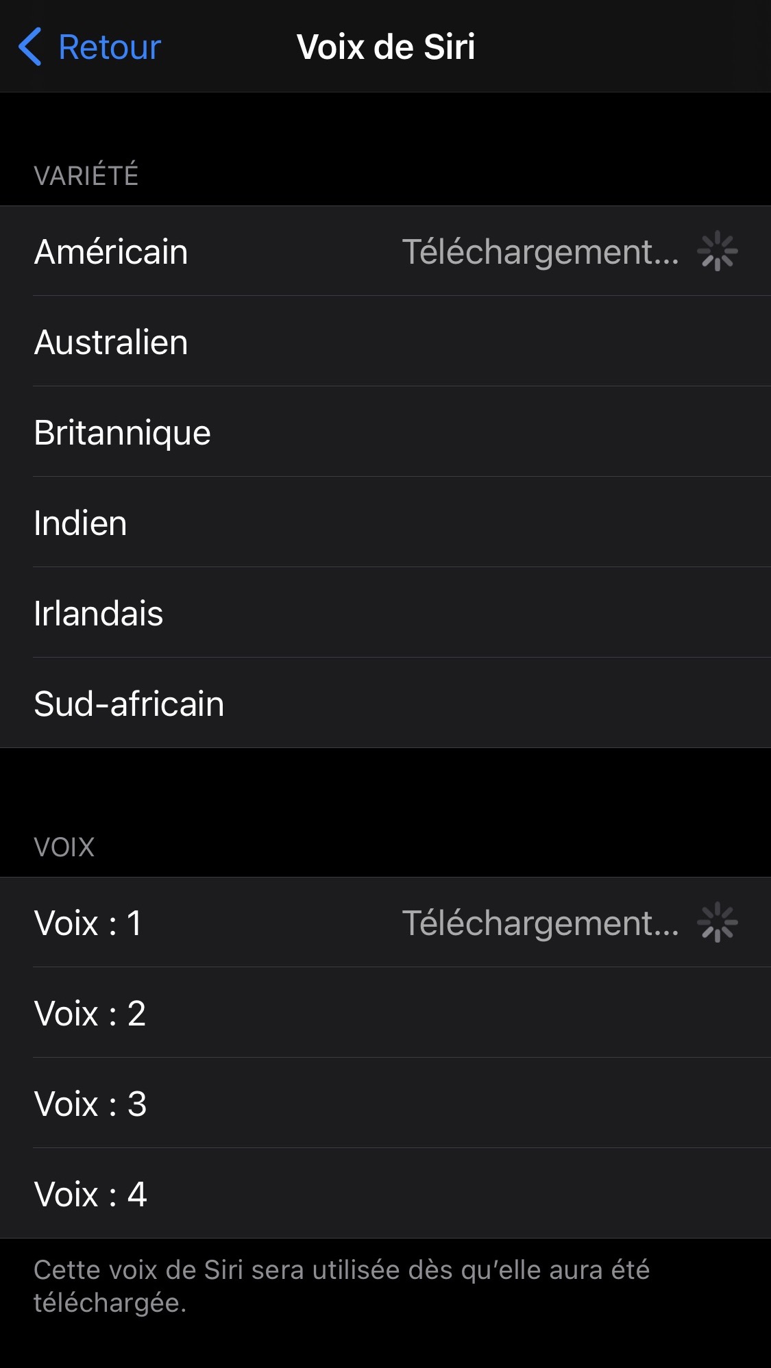 Voix et accent iOS 14.5