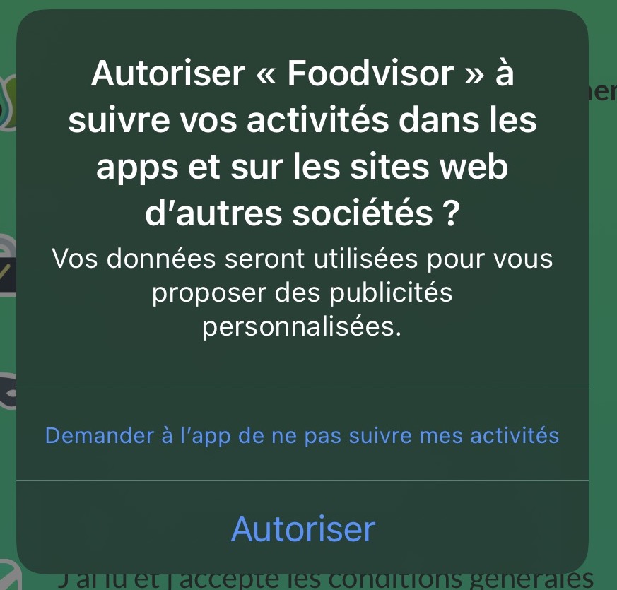 Foodviser suivi inter-applications