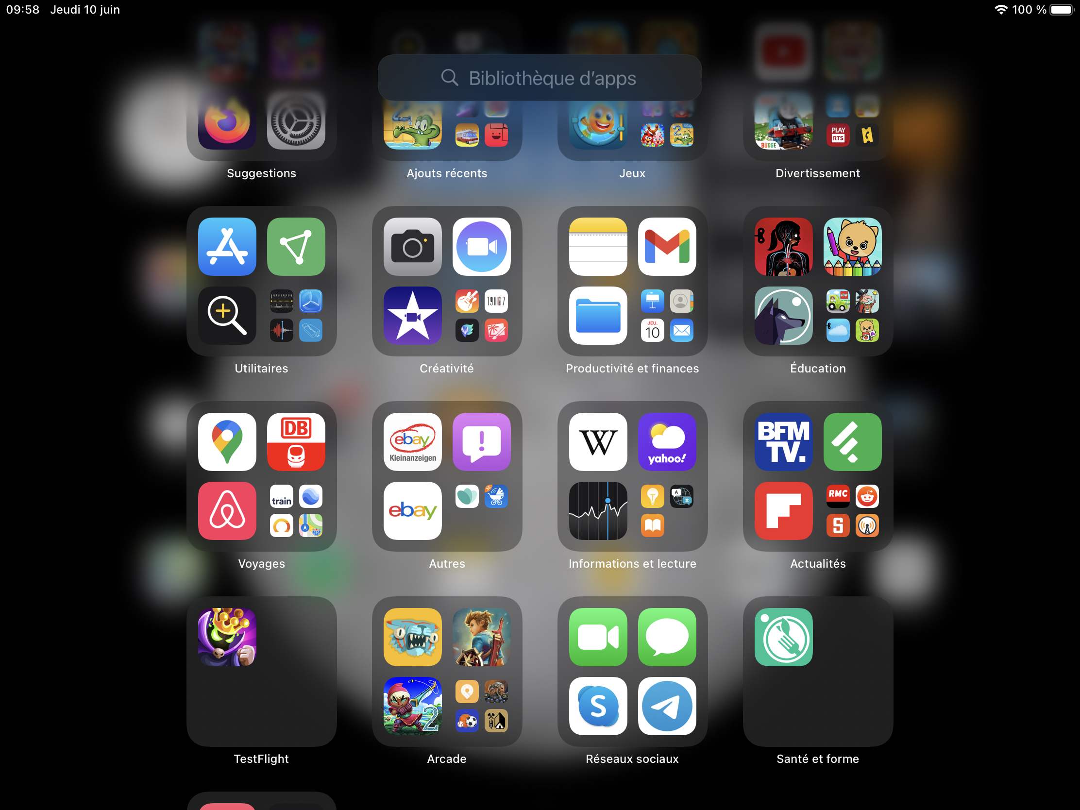 Bibliothèque d'apps sur iPadOS 15
