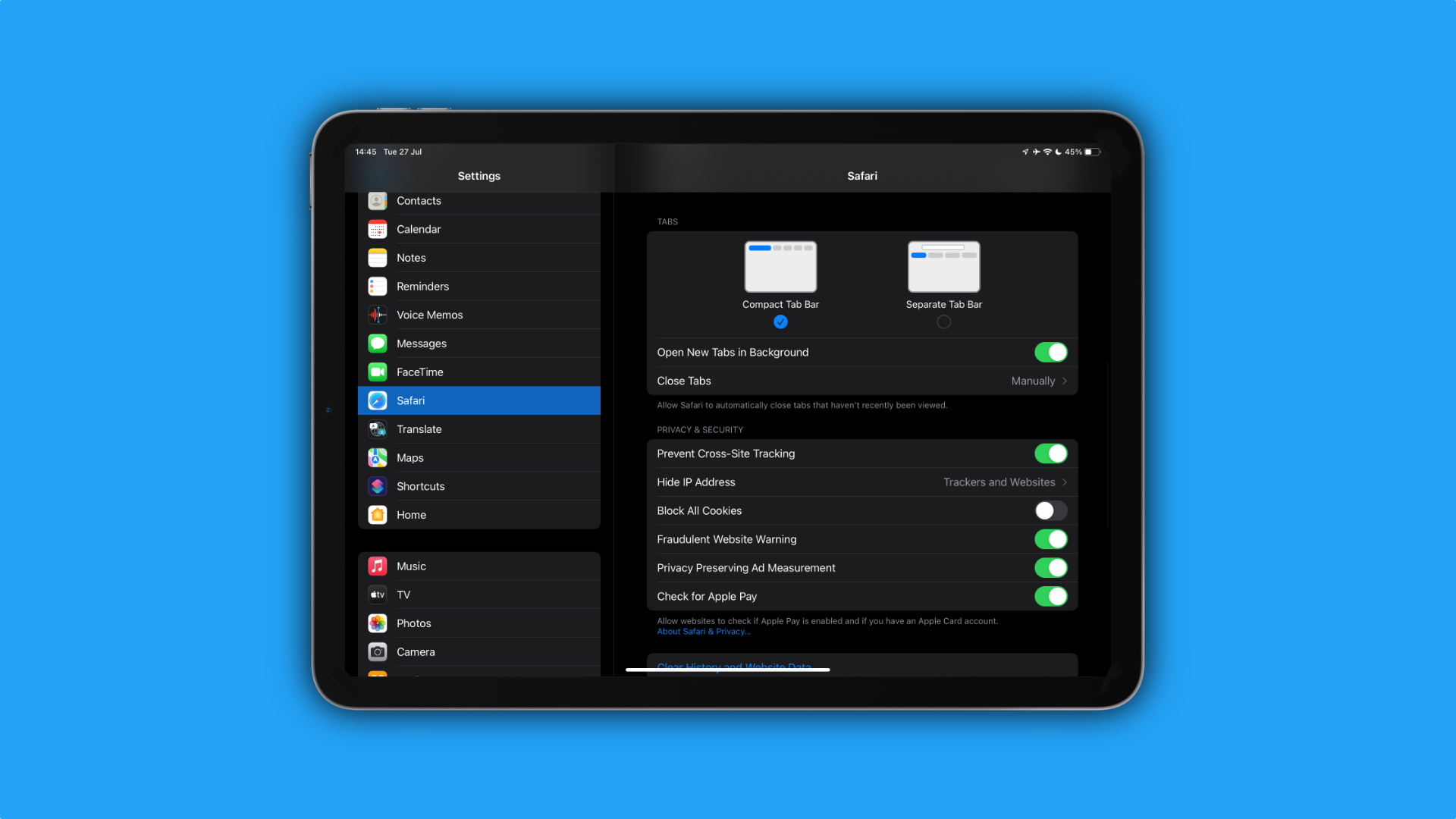 Safari 15 iPad