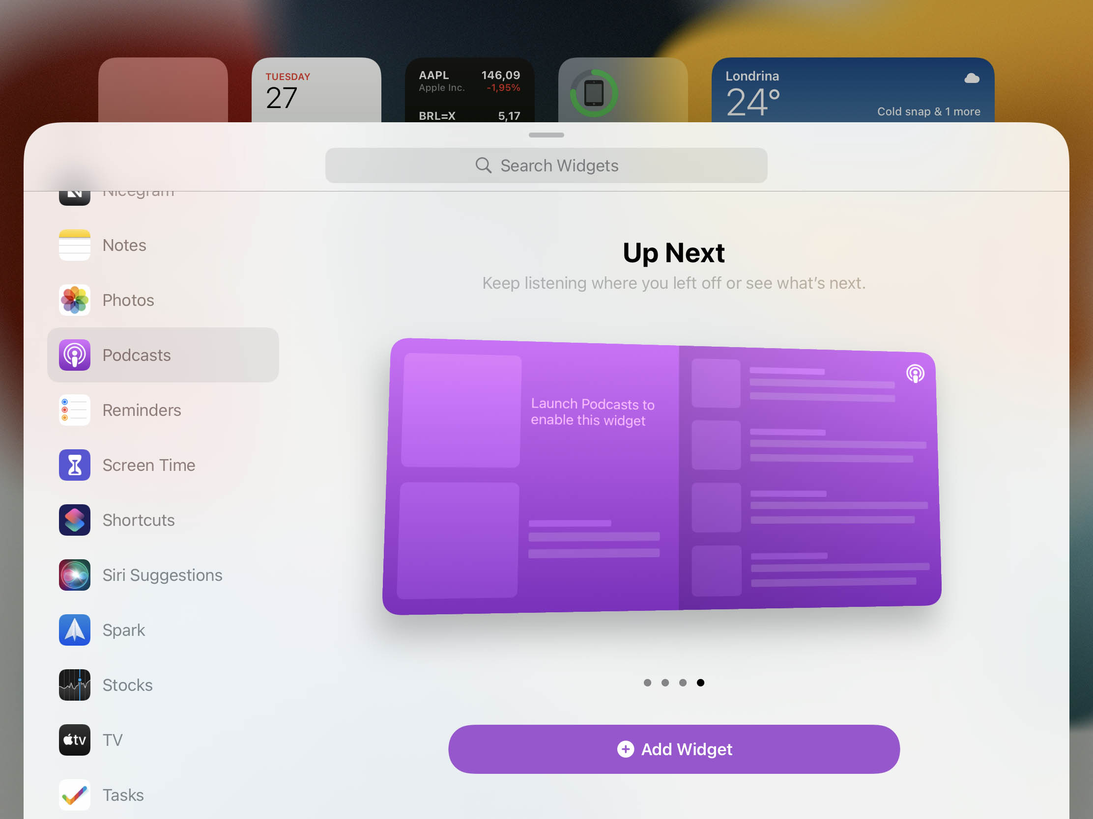 Podcasts widget XL