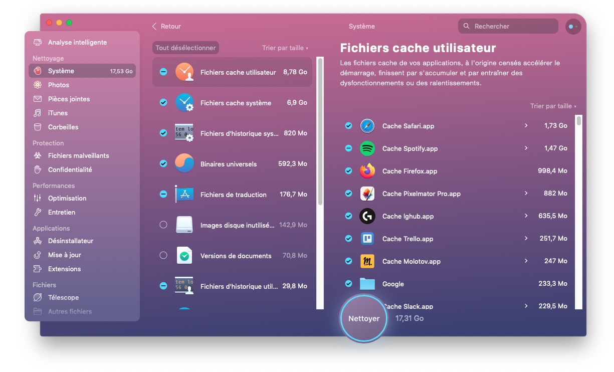 CleanMyMac X M1 nettoyage