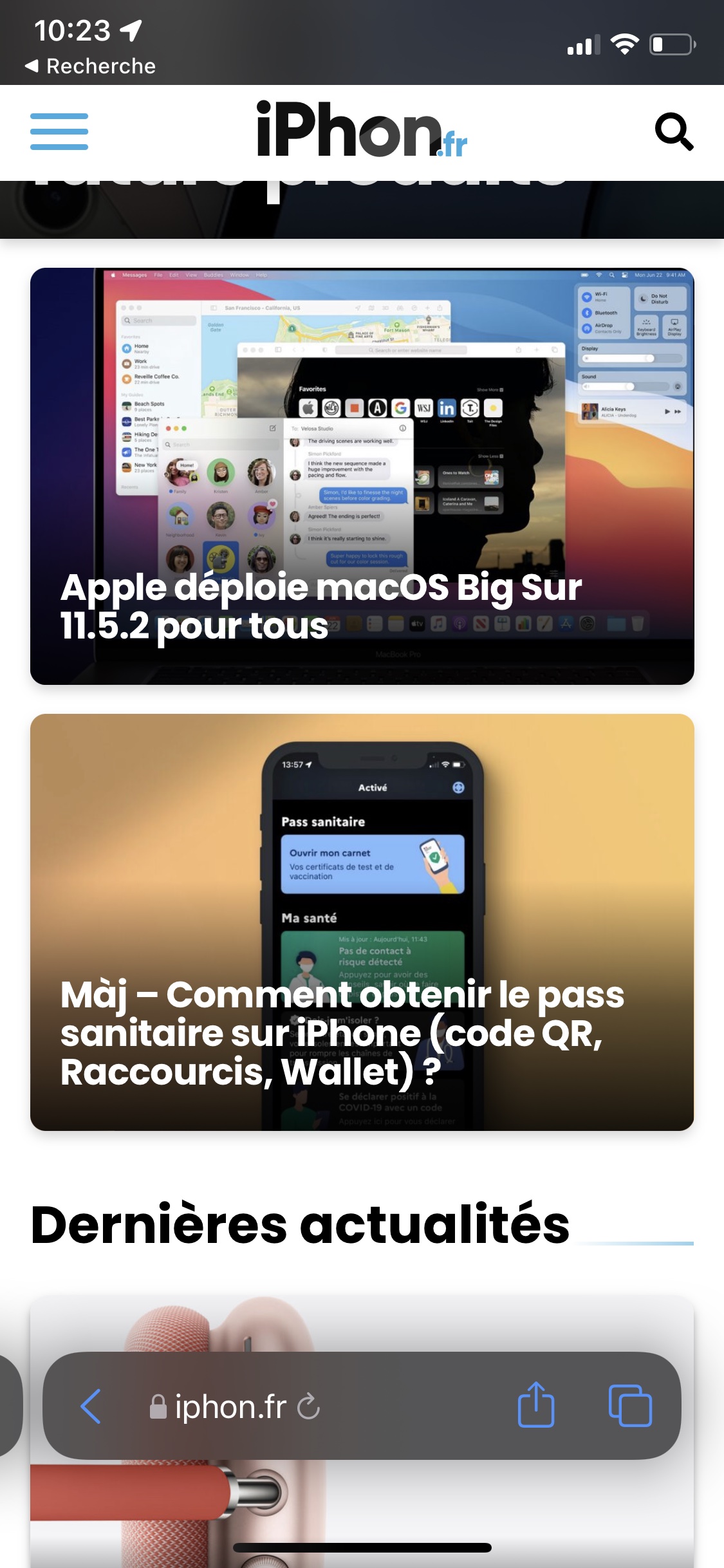 Safari iOS 15 bêta 5