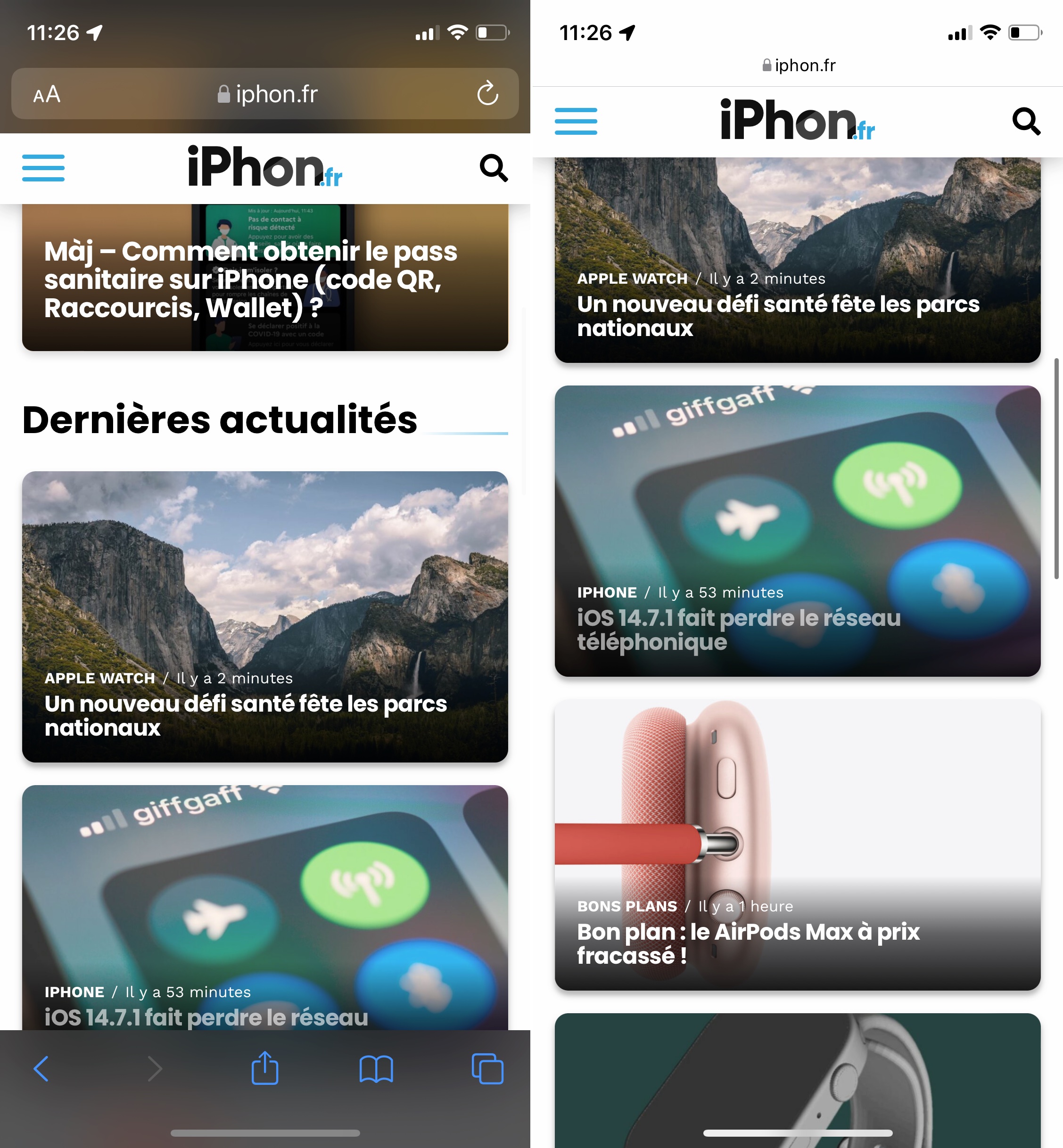Safari iOS 15 bêta 6 barre haute