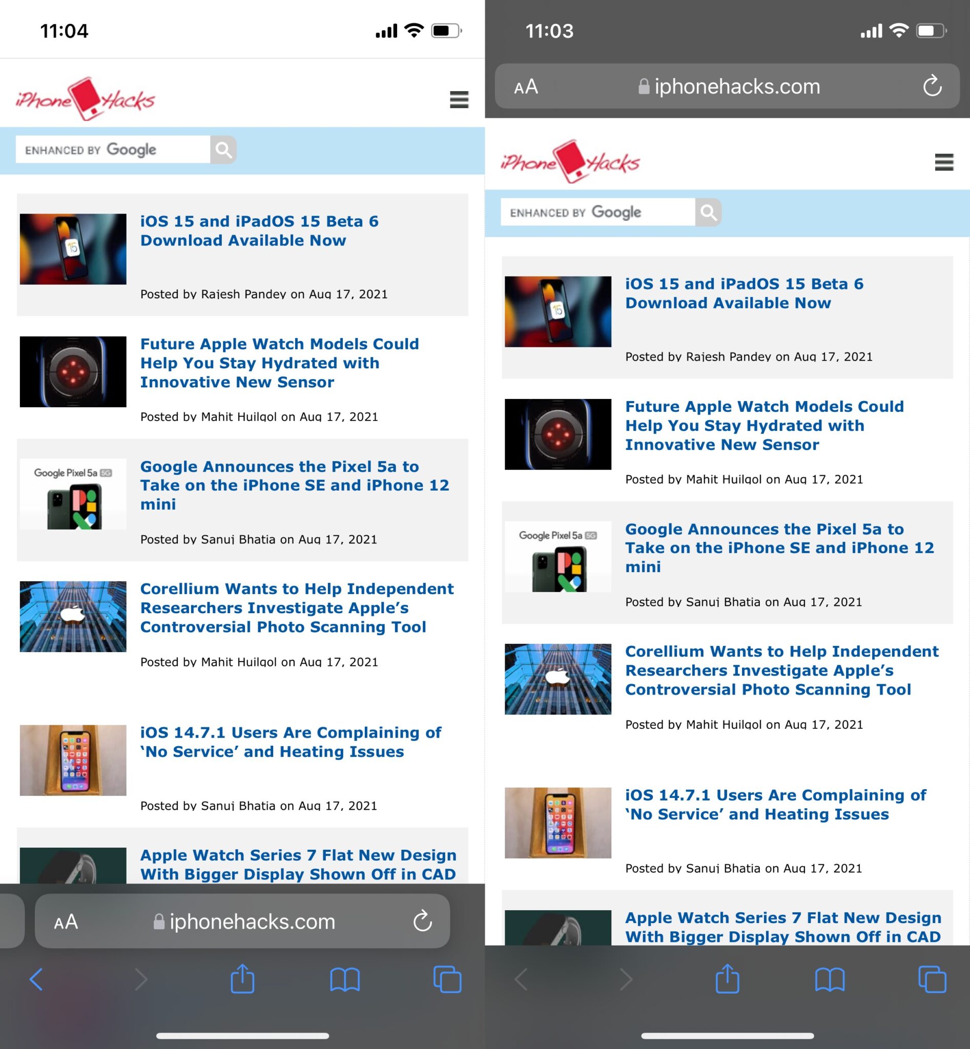 Safari iOS bêta 6