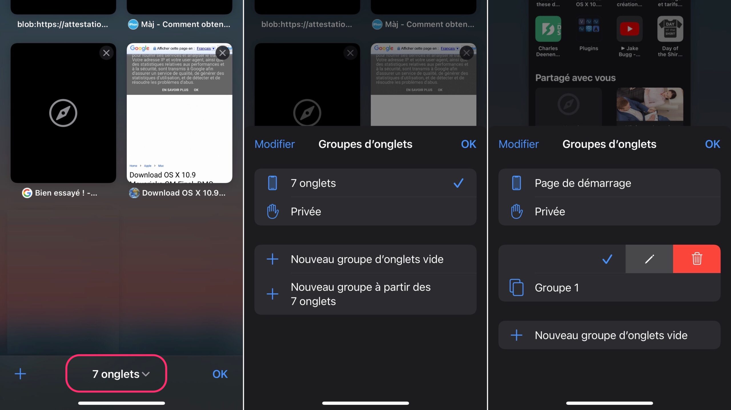 Groupe onglets Safari iOS 15