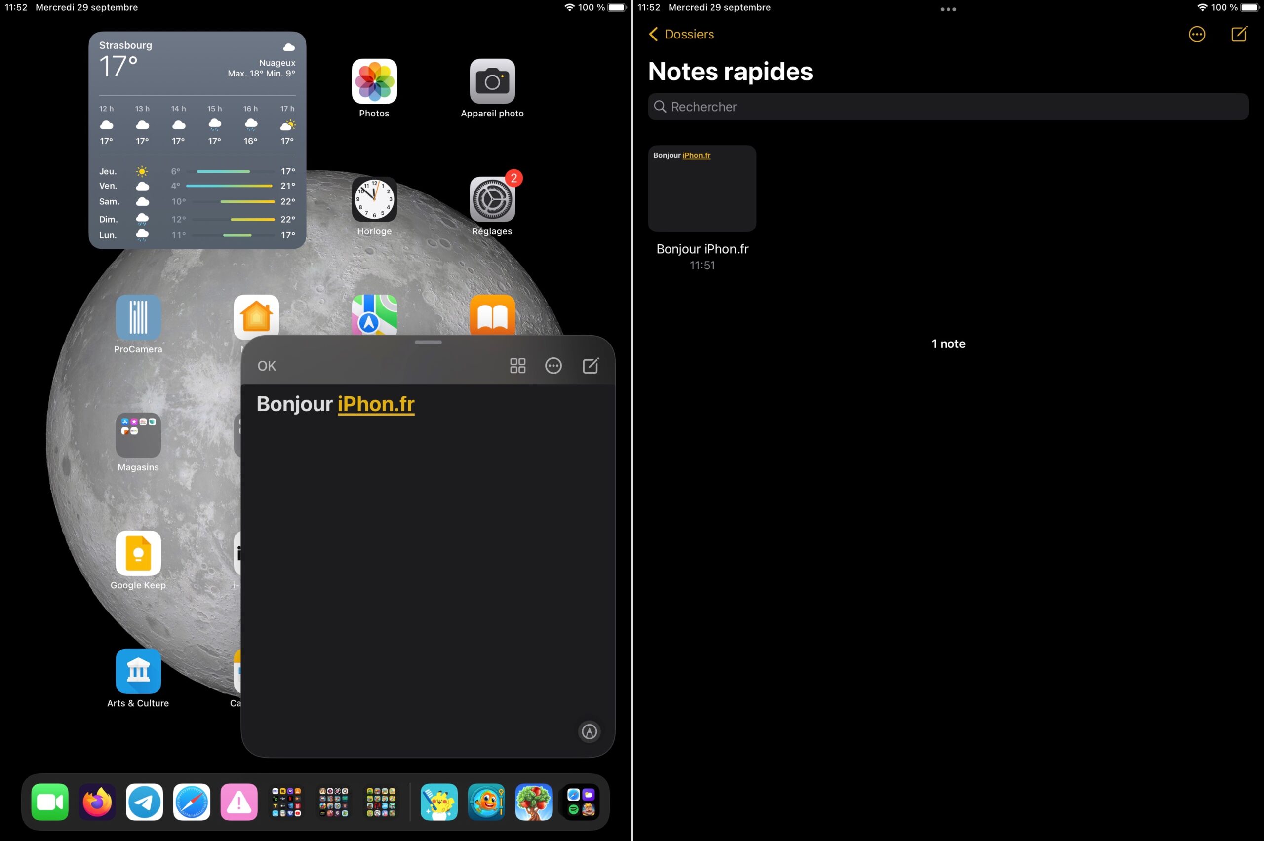 Notes rapides iPadOS 15