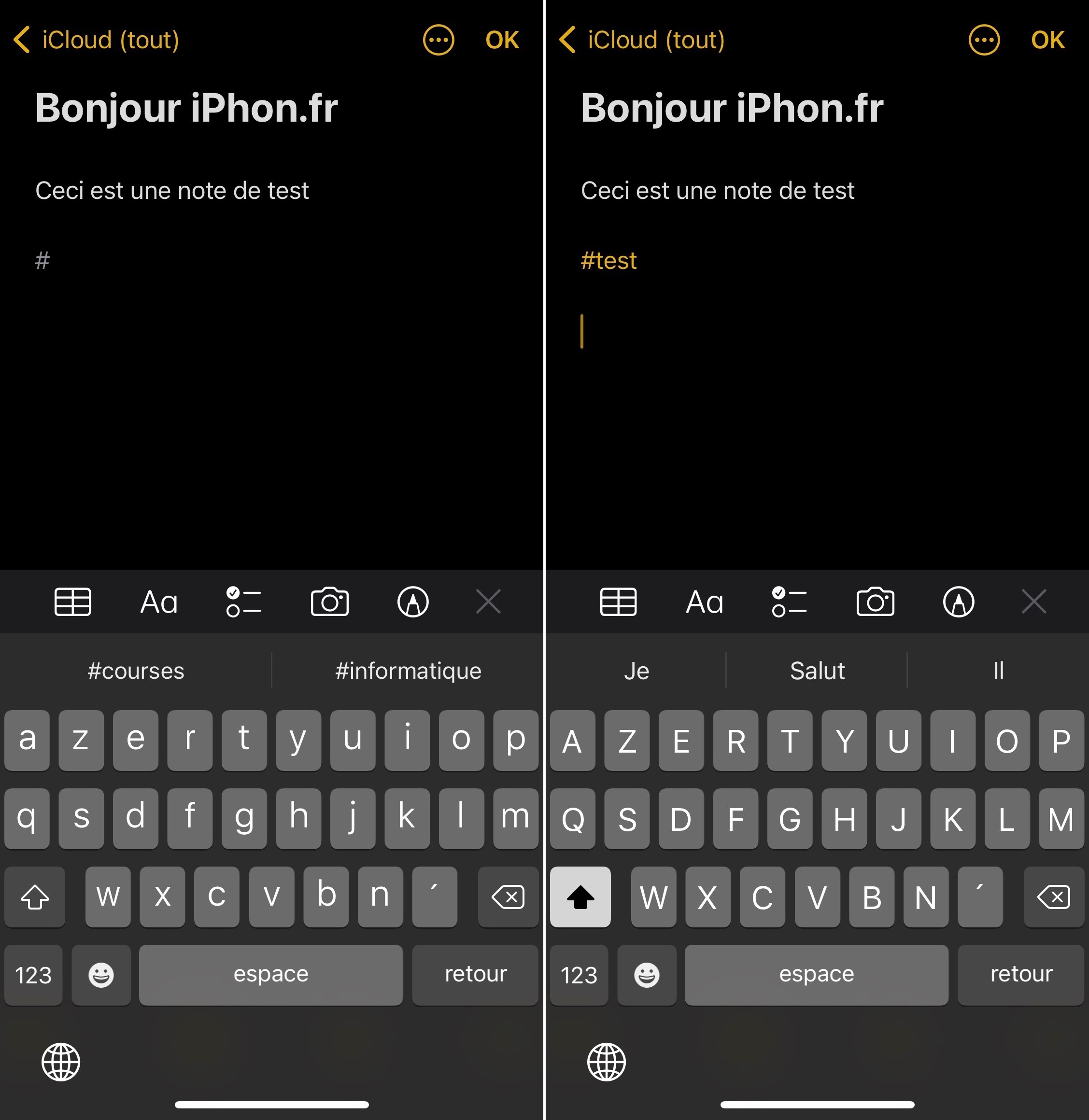 Tag Apple Notes ajout