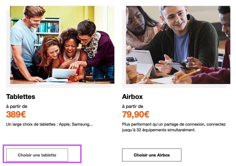 Acheter iPad sur la boutique Orange