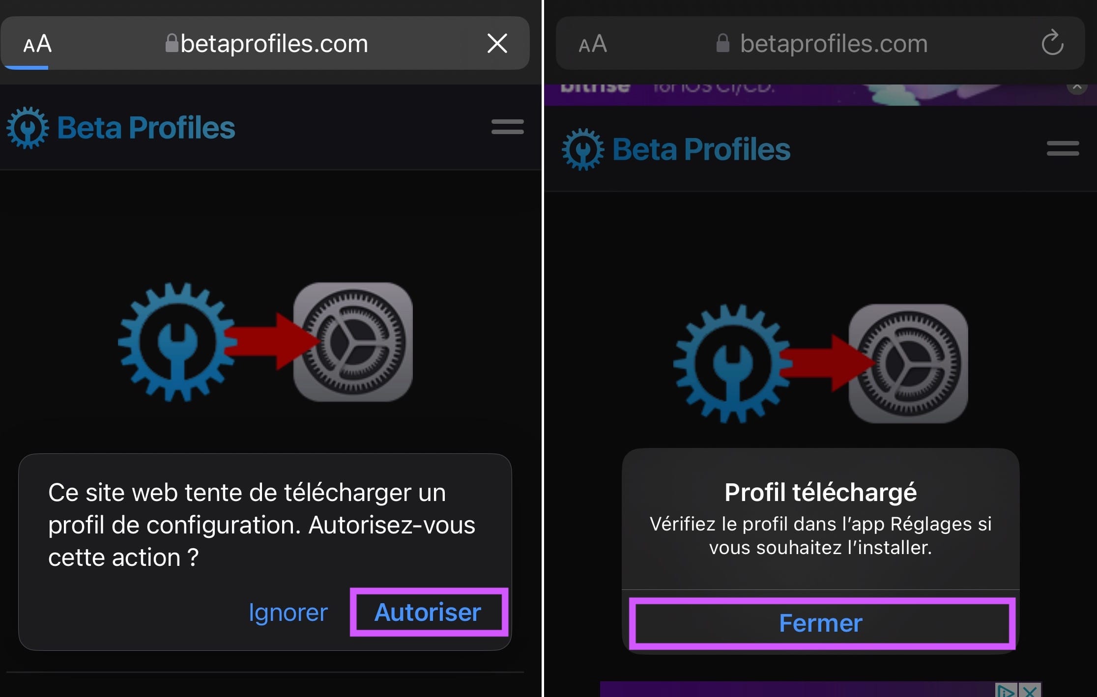 Installer profil bêta développeurs iOS