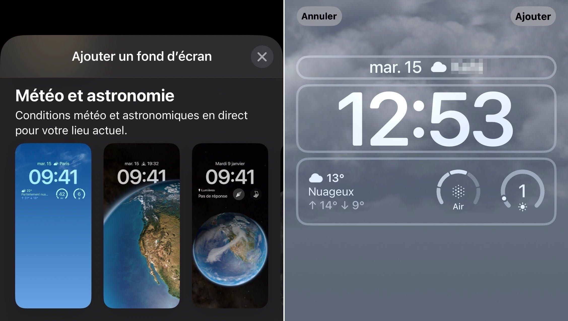 Écran verrouillé météo