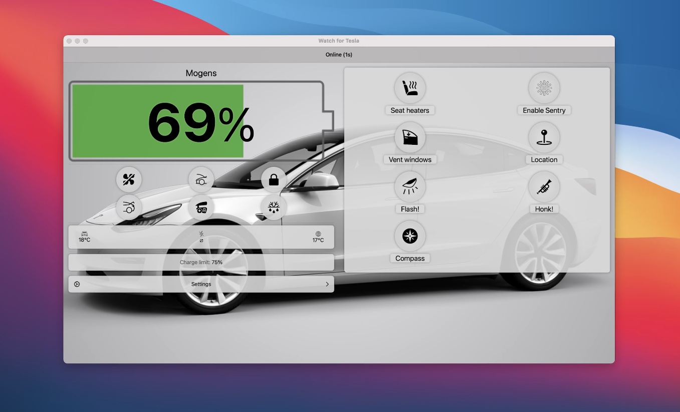 Watch app for Tesla