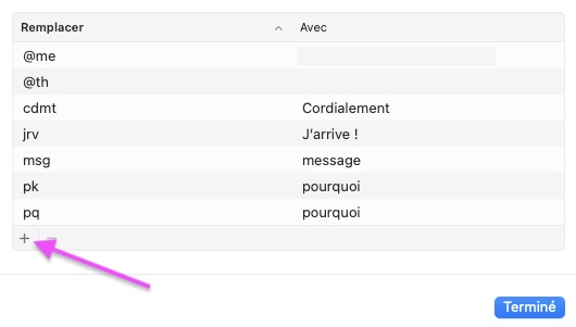 Fenêtre de remplacement de texte