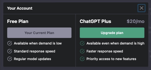 ChatGPT payant et gratuit