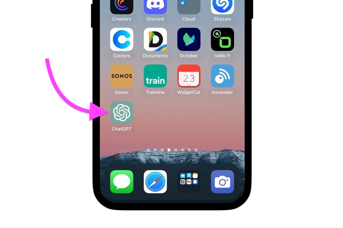 ChatGPT depuis l'écran d'accueil iPhone