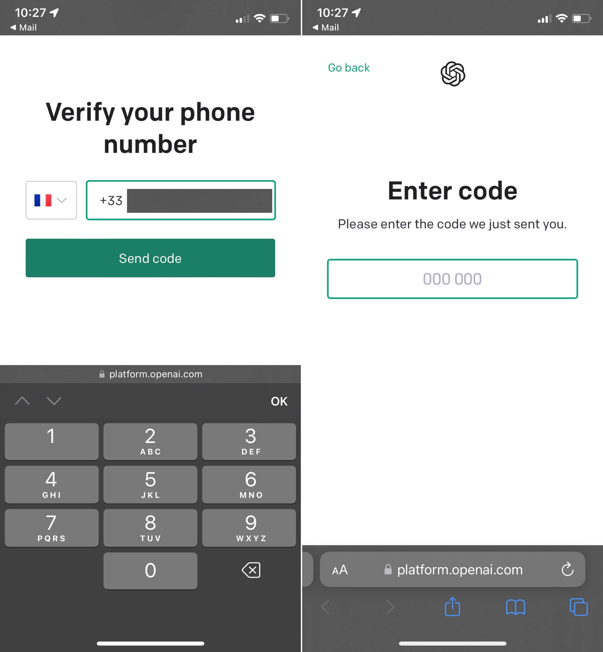 Validation numéro téléphone ChatGPT