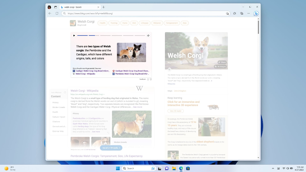 bing stories
