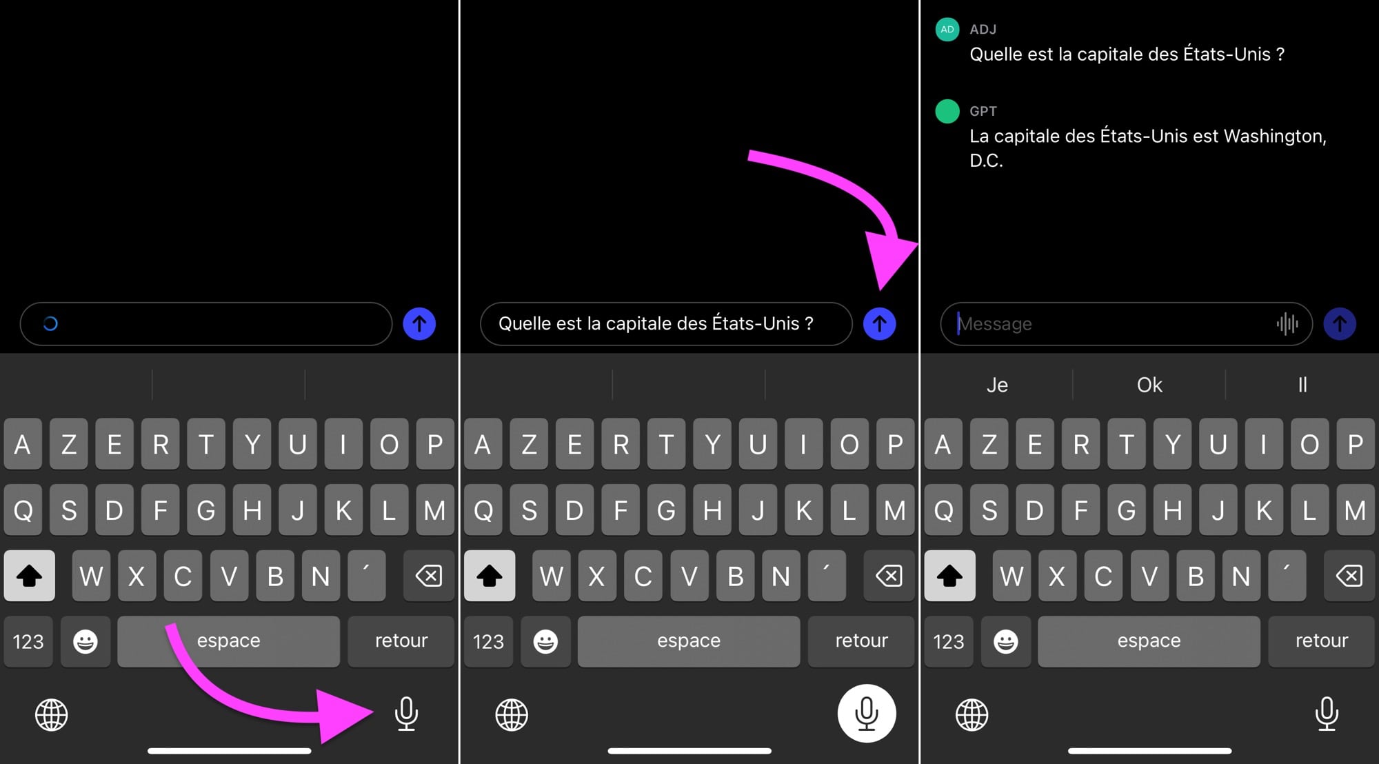 ChatGPT requête vocale iOS