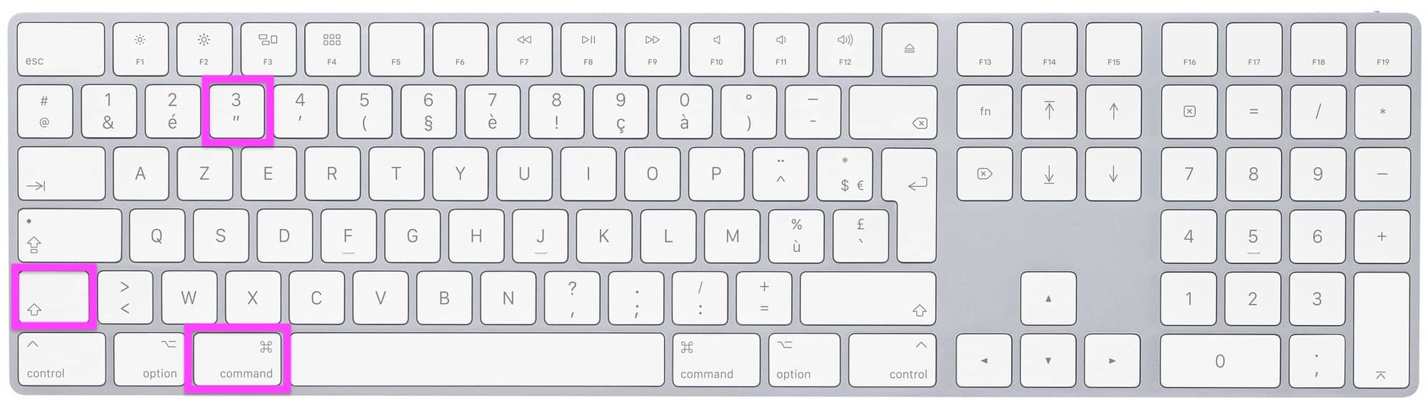 Combinaison de touches CMD + MAJ + 3