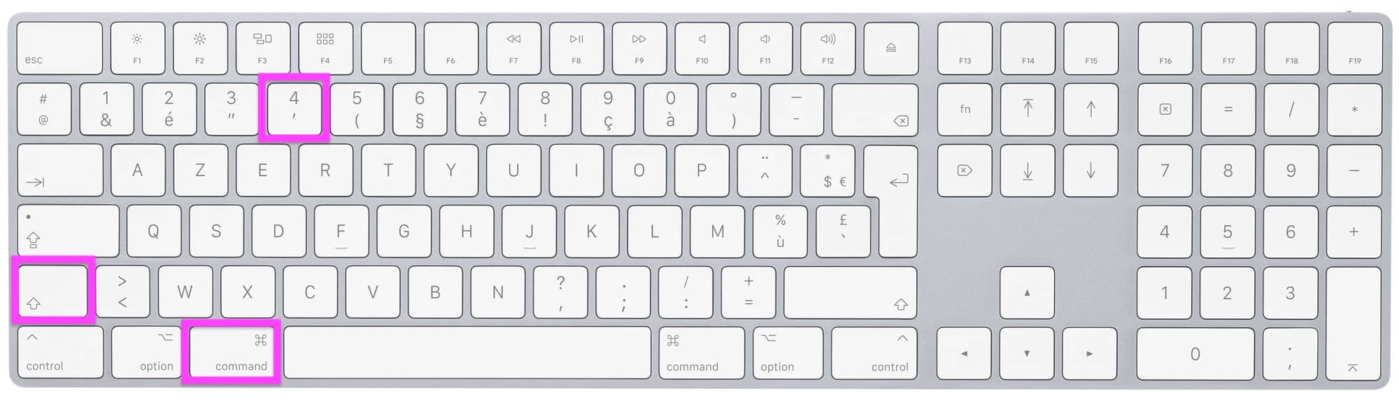 Combinaison de touches CMD + MAJ + 4