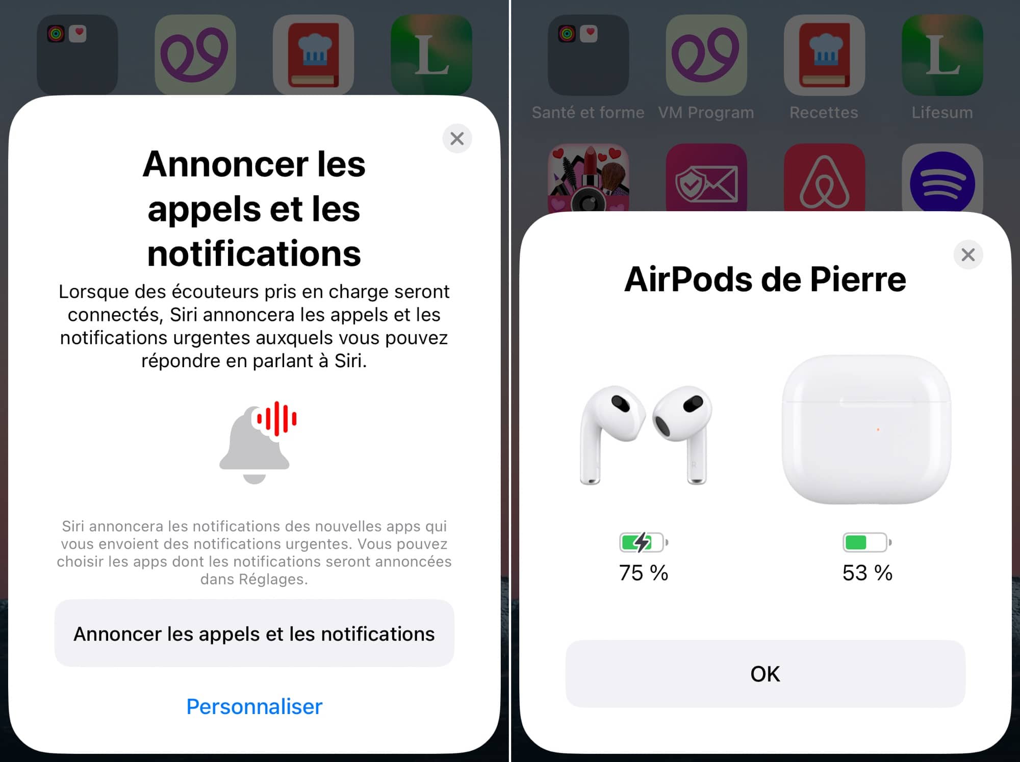 Configuration AirPods Siri