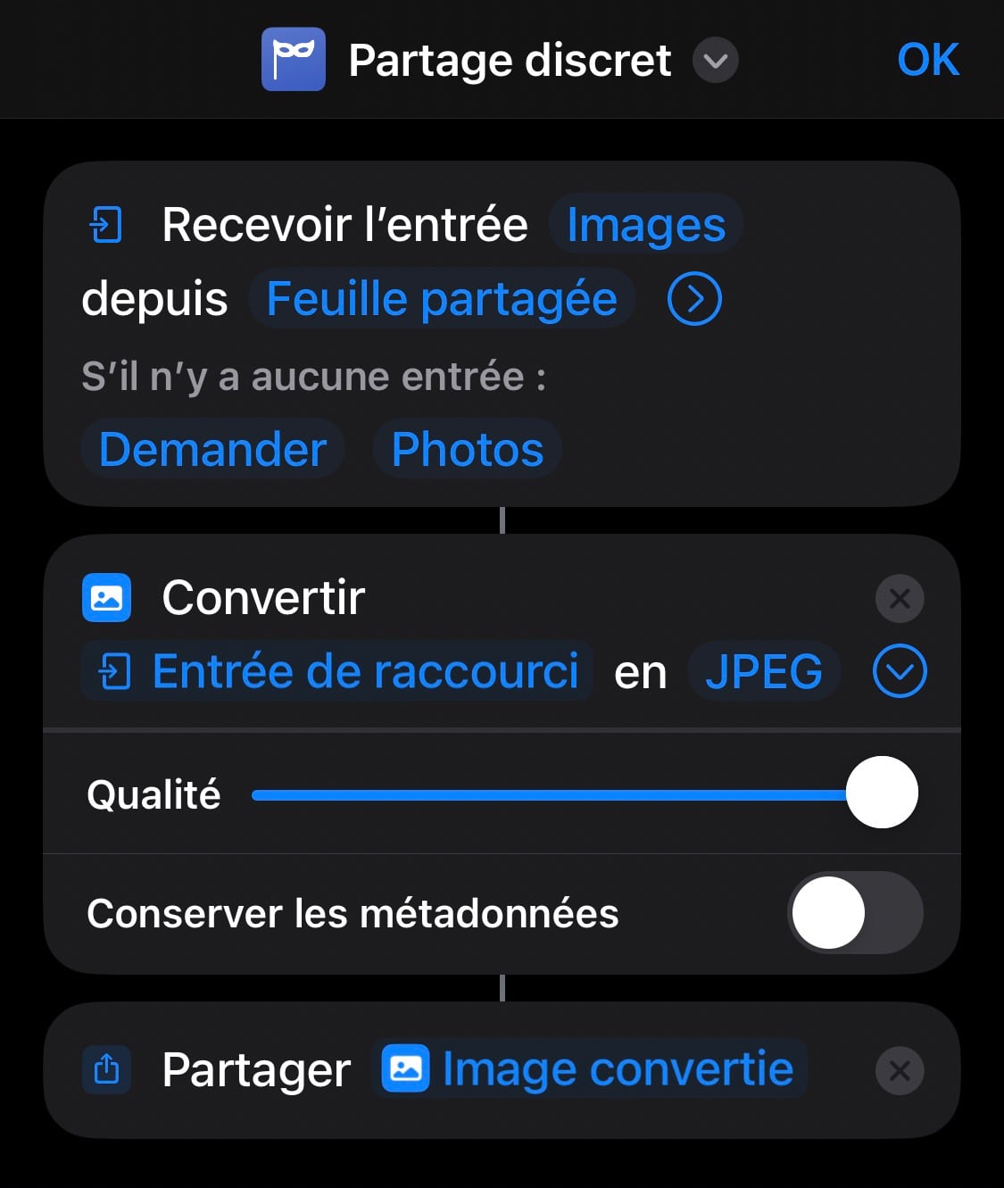 Raccourci Partage discret