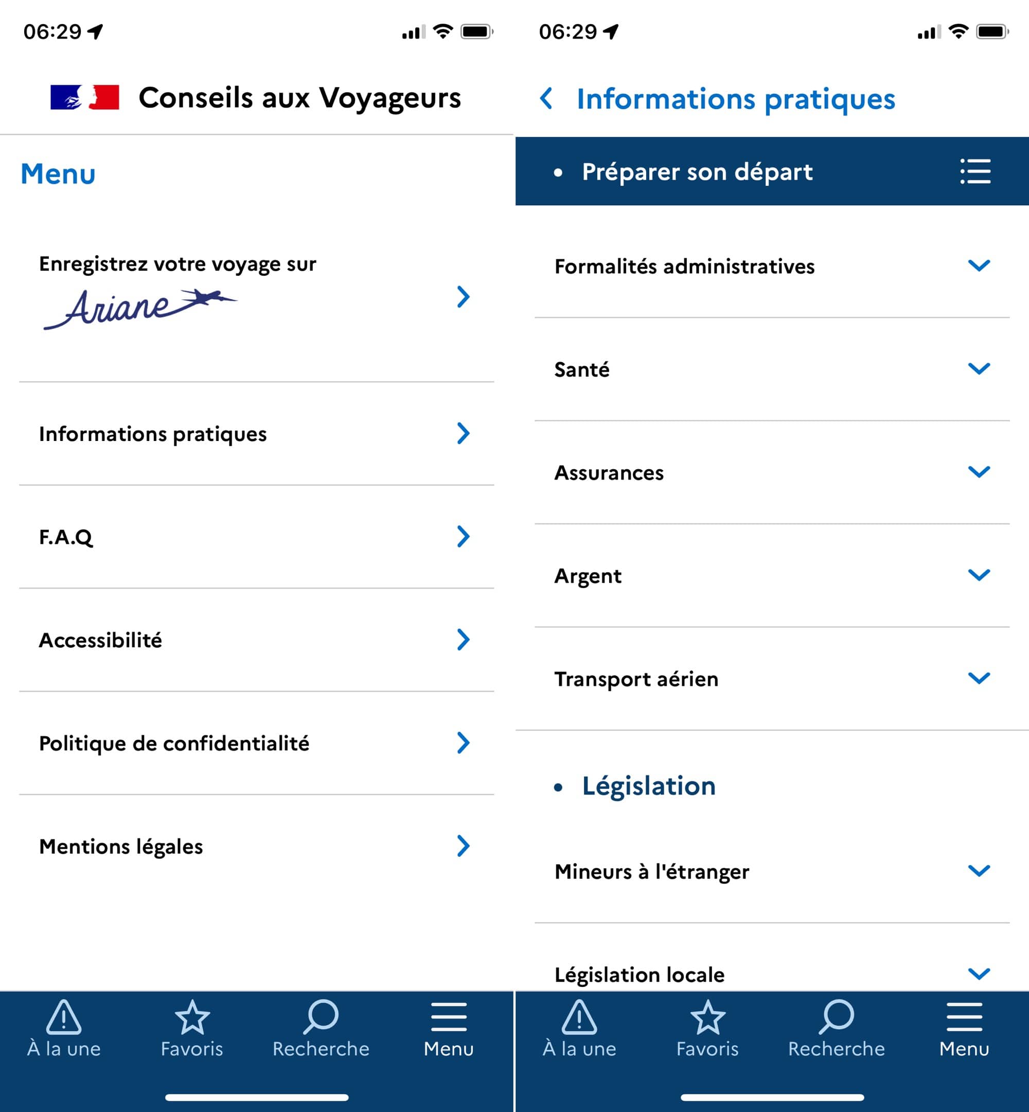 Application Conseils Aux Voyageurs