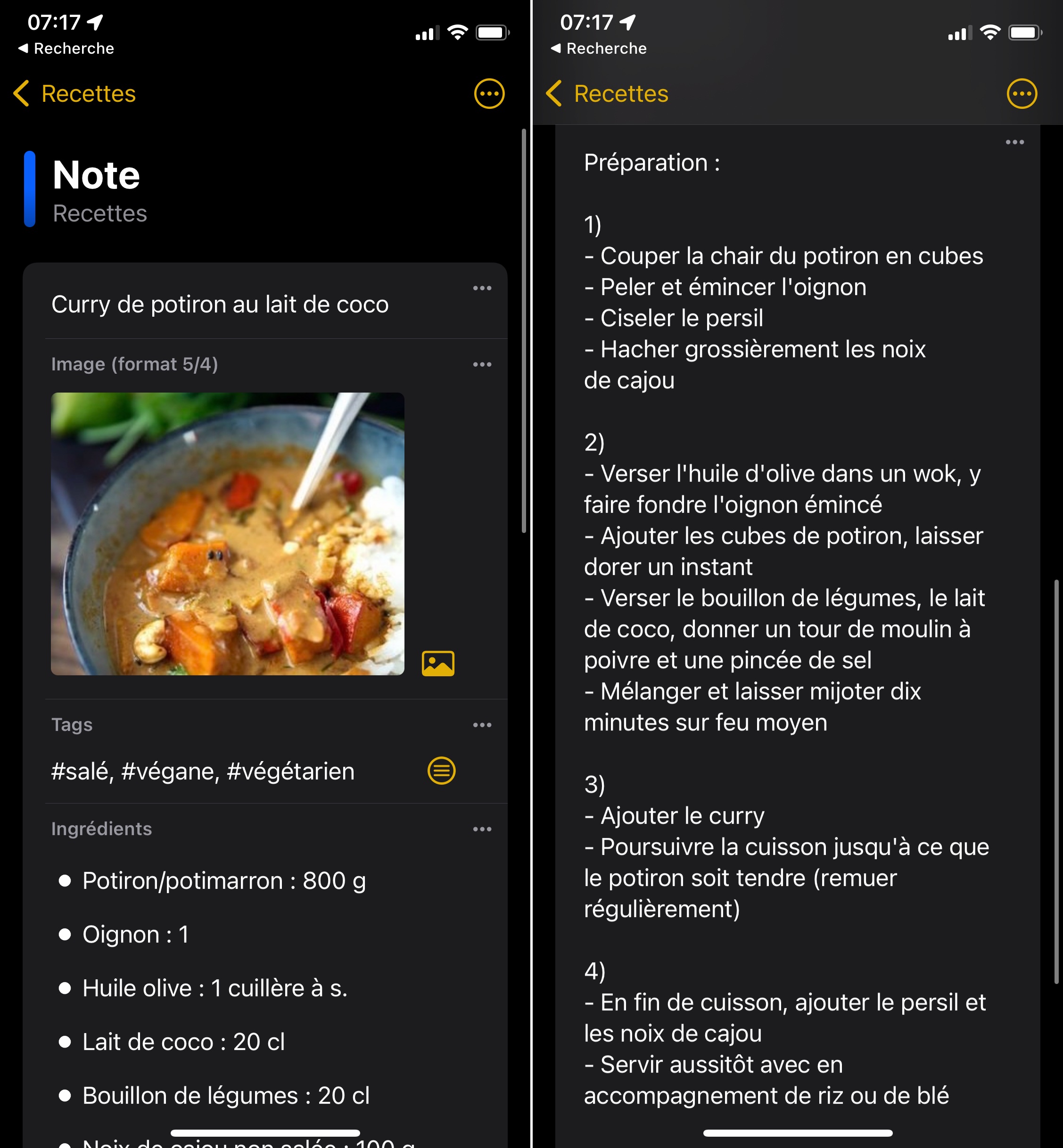 Application de prise de notes Formbook exemples recettes