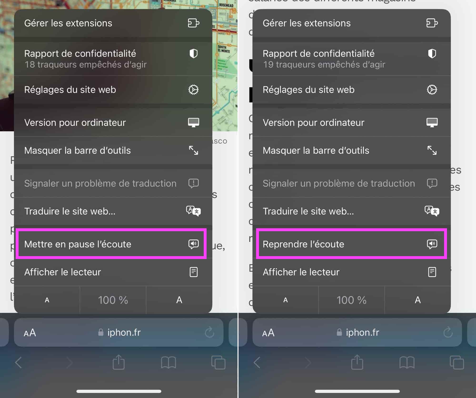Pause lecture audio Safari