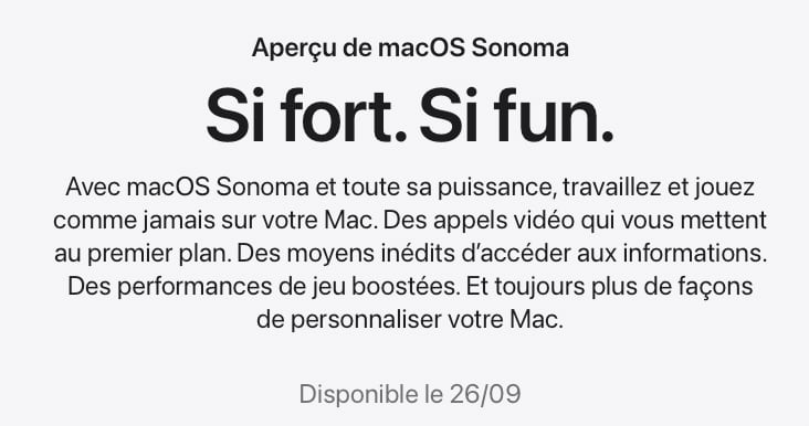 Date sortie macOS Sonoma