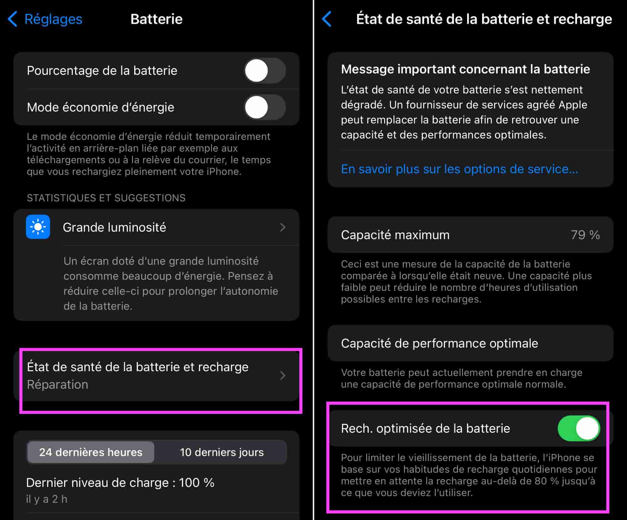 Recharge optimisée batterie iPhone