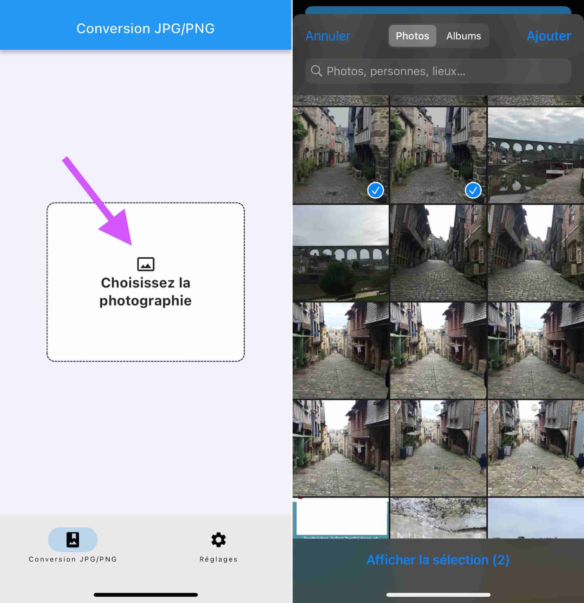 Application pour convertir photos en JPG
