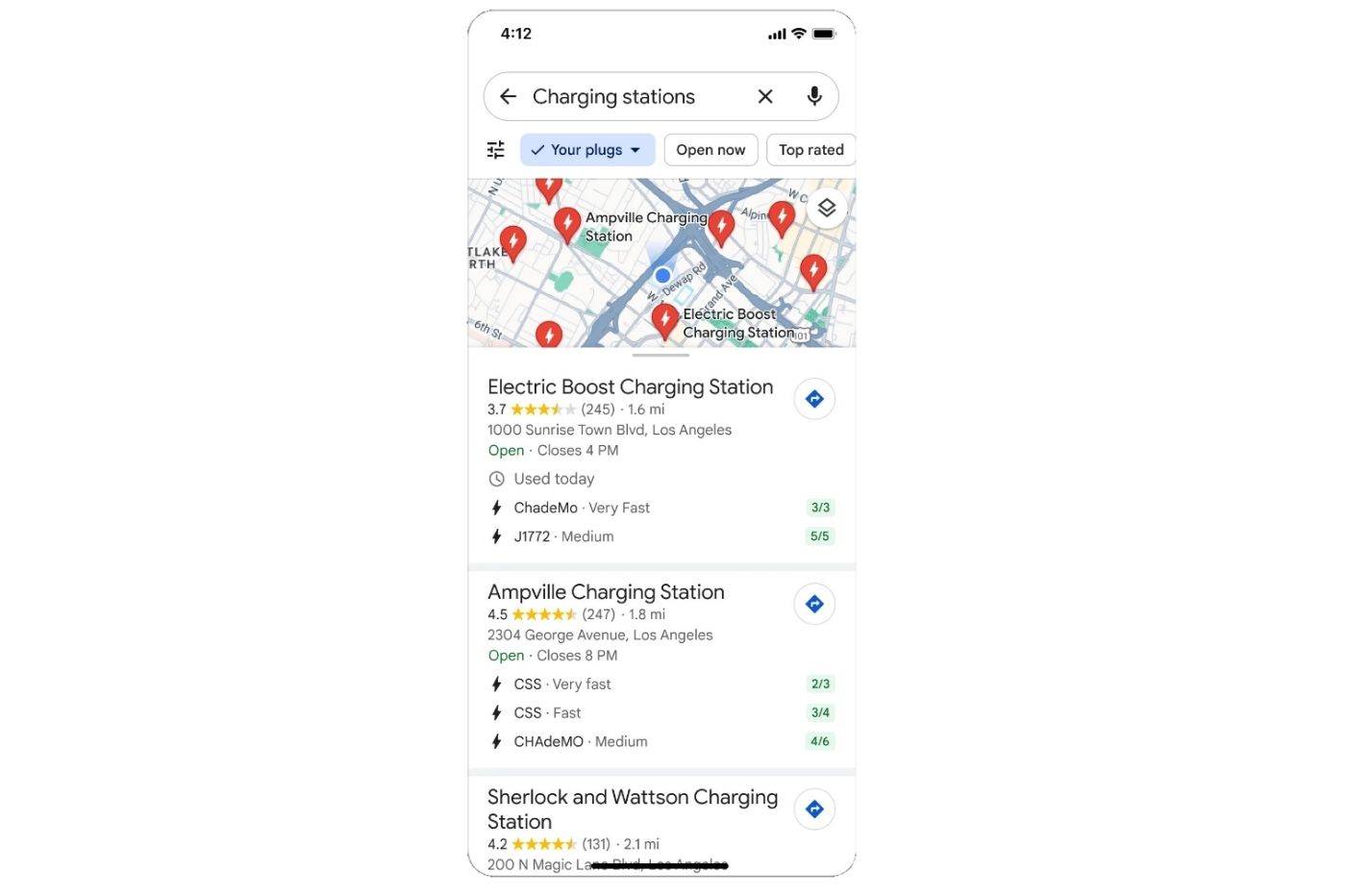 Station recharge Google Maps 